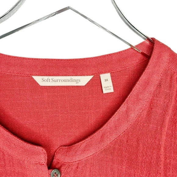Soft Surroundings Red Gauzy Women’s Plus Button Henley Popover Tunic Top Sz 3X - Picture 4 of 11